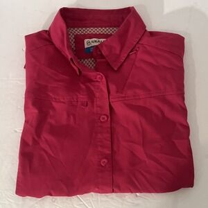 Magellan Shirt Womens M Hot Pink MagWick Short Sleeve Button-Up Fish Gear